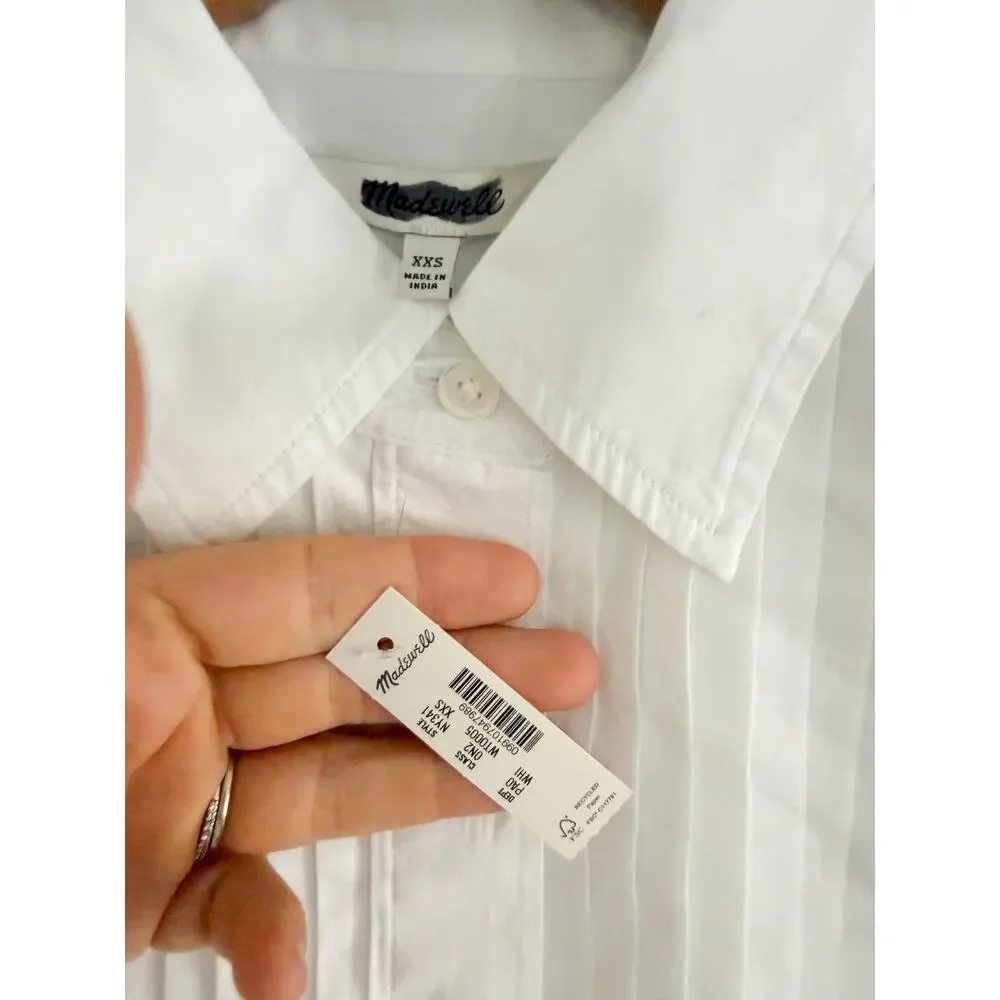 Madewell | NWT Cutaway Tuxedo Shirt White Poplin | Sz XXS